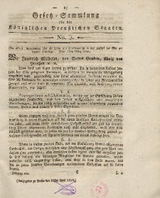Gesetz-Sammlung für die Königlichen Preussischen Staaten, 23. April 1818, nr. 3.