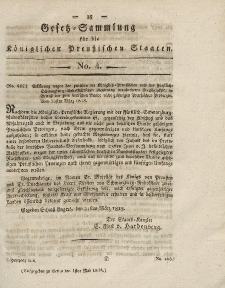 Gesetz-Sammlung für die Königlichen Preussischen Staaten, 1. Mai 1818, nr. 4.