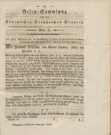 Gesetz-Sammlung für die Königlichen Preussischen Staaten, 1. Juni 1818, nr. 5.