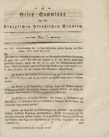 Gesetz-Sammlung für die Königlichen Preussischen Staaten, 1. Juli 1818, nr. 7.