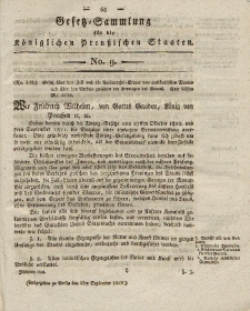 Gesetz-Sammlung für die Königlichen Preussischen Staaten, 5. September 1818, nr. 9.