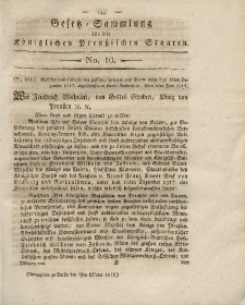 Gesetz-Sammlung für die Königlichen Preussischen Staaten, 1. Oktober 1818, nr. 10.