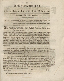 Gesetz-Sammlung für die Königlichen Preussischen Staaten, 22. Oktober 1818, nr. 12.