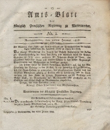 Amts-Blatt der Königlich Preußischen Regierung zu Marienwerder, 10. Januar 1817, No. 2.