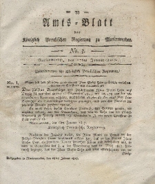 Amts-Blatt der Königlich Preußischen Regierung zu Marienwerder, 17. Januar 1817, No. 3.