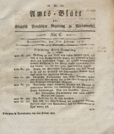 Amts-Blatt der Königlich Preußischen Regierung zu Marienwerder, 7. Februar 1817, No. 6.