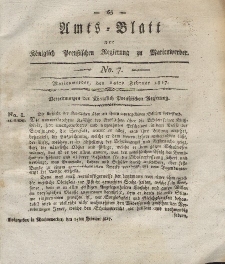 Amts-Blatt der Königlich Preußischen Regierung zu Marienwerder, 14. Februar 1817, No. 7