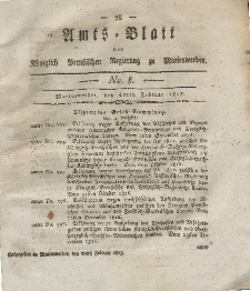 Amts-Blatt der Königlich Preußischen Regierung zu Marienwerder, 21. Februar 1817, No. 8.