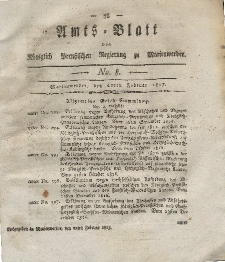 Amts-Blatt der Königlich Preußischen Regierung zu Marienwerder, 21. Februar 1817, No. 8.