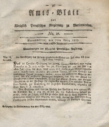 Amts-Blatt der Königlich Preußischen Regierung zu Marienwerder, 7. März 1817, No. 10.