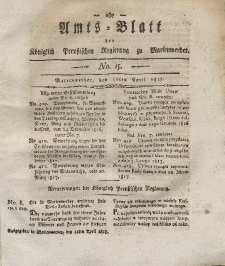 Amts-Blatt der Königlich Preußischen Regierung zu Marienwerder, 11. April 1817, No. 15.