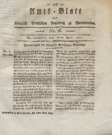 Amts-Blatt der Königlich Preußischen Regierung zu Marienwerder, 18. April 1817, No. 16.