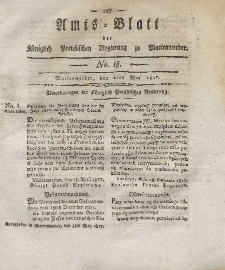 Amts-Blatt der Königlich Preußischen Regierung zu Marienwerder, 2. Mai 1817, No. 18.