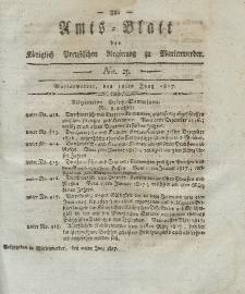 Amts-Blatt der Königlich Preußischen Regierung zu Marienwerder, 20. Juni 1817, No. 25.