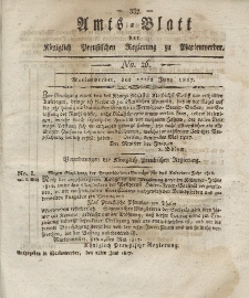 Amts-Blatt der Königlich Preußischen Regierung zu Marienwerder, 27. Juni 1817, No. 26.