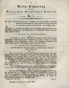 Gesetz-Sammlung für die Königlichen Preussischen Staaten, 2. Januar 1844, nr. 1.