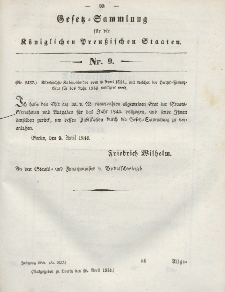 Gesetz-Sammlung für die Königlichen Preussischen Staaten, 18. April 1844, nr. 9.