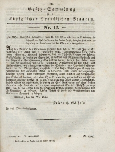 Gesetz-Sammlung für die Königlichen Preussischen Staaten, 3. Juni 1844, nr. 13.