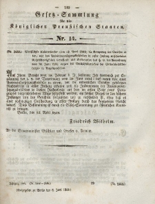 Gesetz-Sammlung für die Königlichen Preussischen Staaten, 6. Juni 1844, nr. 14.