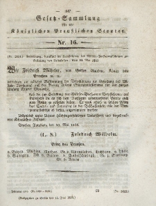 Gesetz-Sammlung für die Königlichen Preussischen Staaten, 18. Juni 1844, nr. 16.