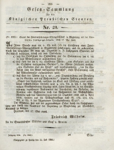 Gesetz-Sammlung für die Königlichen Preussischen Staaten, 15. Juli 1844, nr. 23.