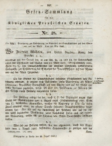 Gesetz-Sammlung für die Königlichen Preussischen Staaten, 10. August 1844, nr. 28.