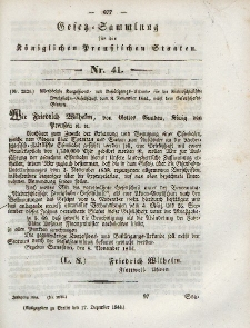 Gesetz-Sammlung für die Königlichen Preussischen Staaten, 17. Dezember 1844, nr. 41.