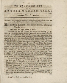 Gesetz-Sammlung für die Königlichen Preussischen Staaten, 18. März 1819, nr. 5.