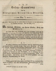 Gesetz-Sammlung für die Königlichen Preussischen Staaten, 5. April 1819, nr. 7.