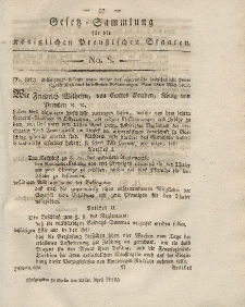 Gesetz-Sammlung für die Königlichen Preussischen Staaten, 22. April 1819, nr. 8.