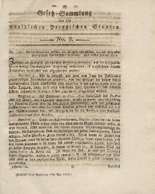 Gesetz-Sammlung für die Königlichen Preussischen Staaten, 1. Mai 1819, nr. 9.