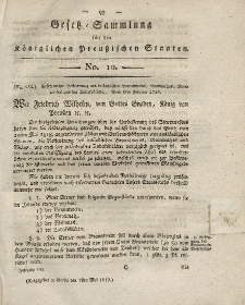 Gesetz-Sammlung für die Königlichen Preussischen Staaten, 1. Mai 1819, nr. 10.