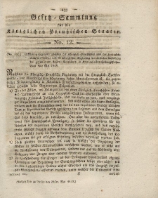 Gesetz-Sammlung für die Königlichen Preussischen Staaten, 29. Mai 1819, nr. 12.