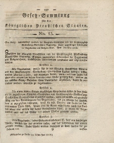 Gesetz-Sammlung für die Königlichen Preussischen Staaten, 20. Juni 1819, nr. 13.