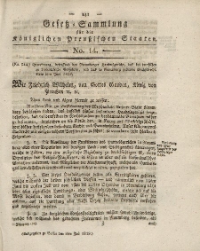Gesetz-Sammlung für die Königlichen Preussischen Staaten, 8. Juli 1819, nr. 14.