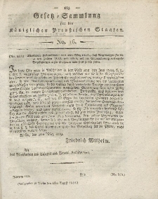 Gesetz-Sammlung für die Königlichen Preussischen Staaten, 1. August 1819, nr. 16.
