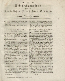 Gesetz-Sammlung für die Königlichen Preussischen Staaten, 10. August 1819, nr. 17.