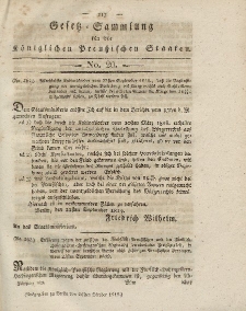 Gesetz-Sammlung für die Königlichen Preussischen Staaten, 26. Oktober 1819, nr. 20.