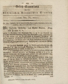Gesetz-Sammlung für die Königlichen Preussischen Staaten, 25. November 1819, nr. 21.