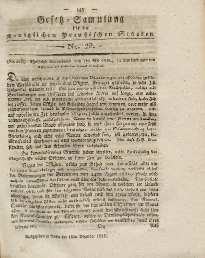 Gesetz-Sammlung für die Königlichen Preussischen Staaten, 16. Dezember 1819, nr. 22.