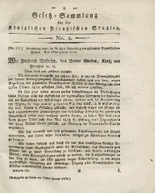 Gesetz-Sammlung für die Königlichen Preussischen Staaten, 20. Januar 1820, nr. 2.