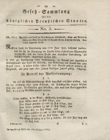 Gesetz-Sammlung für die Königlichen Preussischen Staaten, 3. Februar 1820, nr. 3.