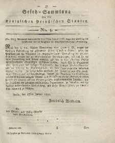 Gesetz-Sammlung für die Königlichen Preussischen Staaten, 15. Februar 1820, nr. 4.