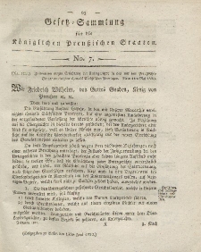 Gesetz-Sammlung für die Königlichen Preussischen Staaten, 13. Juni 1820, nr. 7.