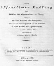 Zu der öffentlichen Prüfung der Schüler des Gymnasiums zu Elbing...