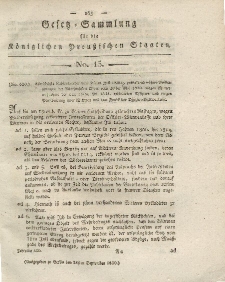 Gesetz-Sammlung für die Königlichen Preussischen Staaten, 28. September 1820, nr. 15.
