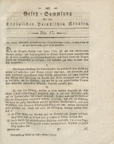 Gesetz-Sammlung für die Königlichen Preussischen Staaten, 28. Oktober 1820, nr. 17.