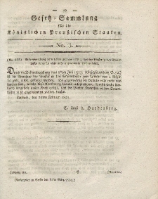 Gesetz-Sammlung für die Königlichen Preussischen Staaten, 15. März 1821, nr. 3.