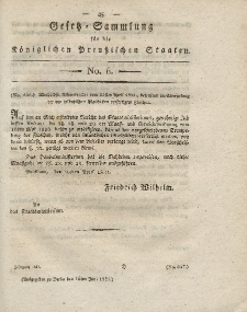 Gesetz-Sammlung für die Königlichen Preussischen Staaten, 16. Juni 1821, nr. 6.