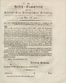 Gesetz-Sammlung für die Königlichen Preussischen Staaten, 1. September 1821, nr. 12.